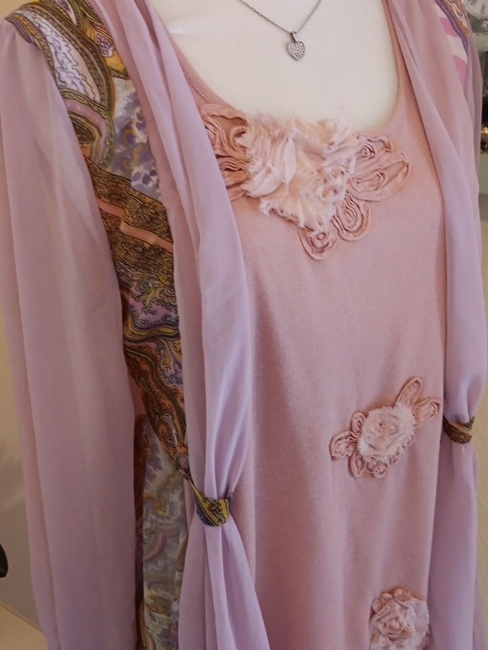 Pretty Angel Pink Bohemian Appliqed Knit Top - Picture 4 of 11